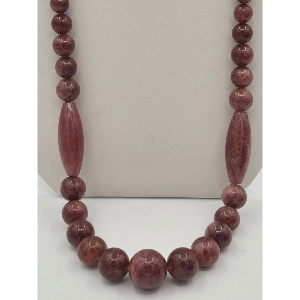 Vintage Necklace Jay King Strawberry Quartz Graduated Bead Sterling Silver
